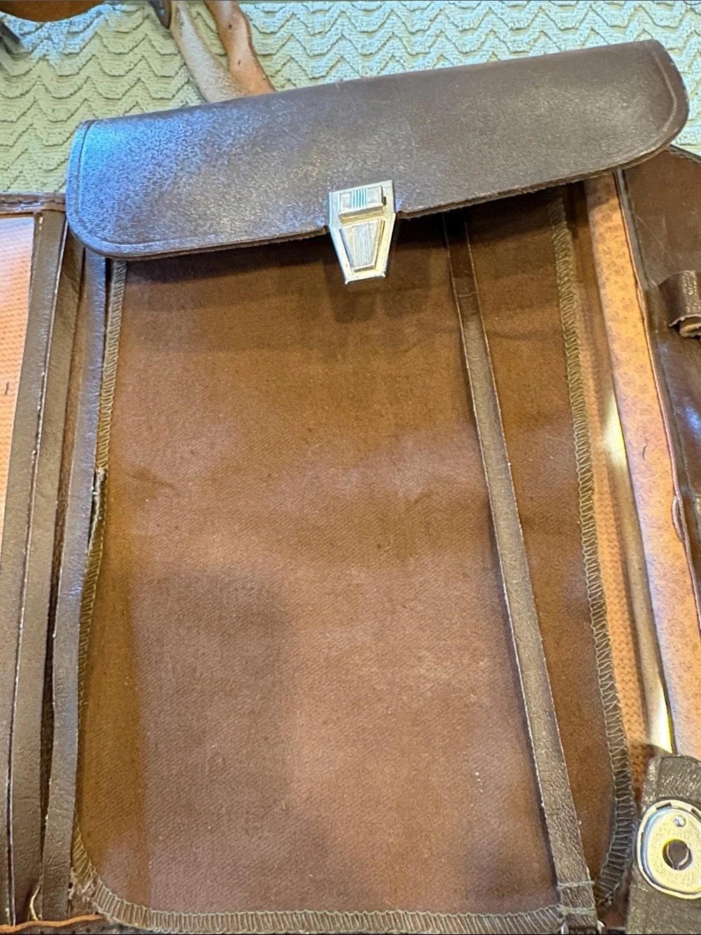 Vintage 1993 Russian Leather Officer Field Map Bag Military Satchel 12”x9”